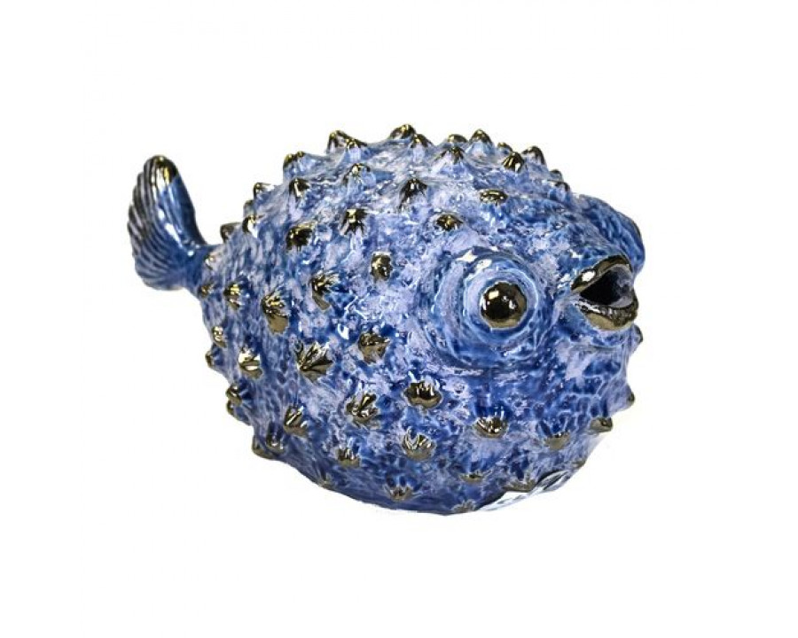 Sagebrook 10" Ceramic Puffer Fish - Blue