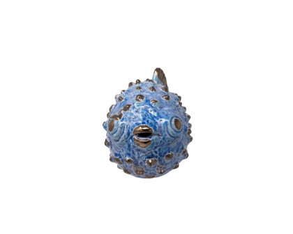 Sagebrook 10" Ceramic Blowfish Figurine - Blue