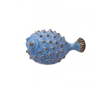 Sagebrook 10" Ceramic Blowfish Figurine - Blue