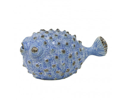 Sagebrook 10" Ceramic Puffer Fish - Blue