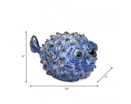 Sagebrook 10" Ceramic Puffer Fish - Blue