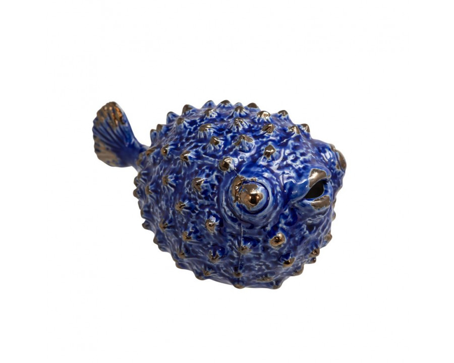 Sagebrook 8" Ceramic Puffer Fish - Blue