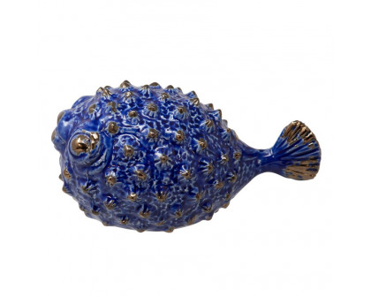 Sagebrook 8" Ceramic Puffer Fish - Blue