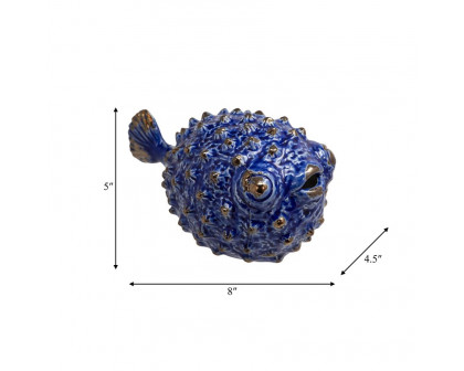 Sagebrook 8" Ceramic Puffer Fish - Blue