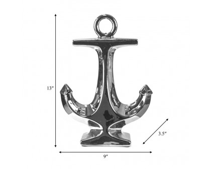 Sagebrook 13" Ceramic Anchor - Silver