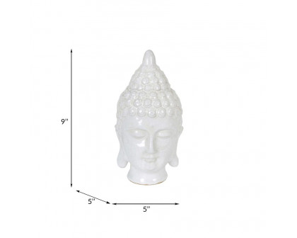 Sagebrook 9" Ceramic Buddha Head - White