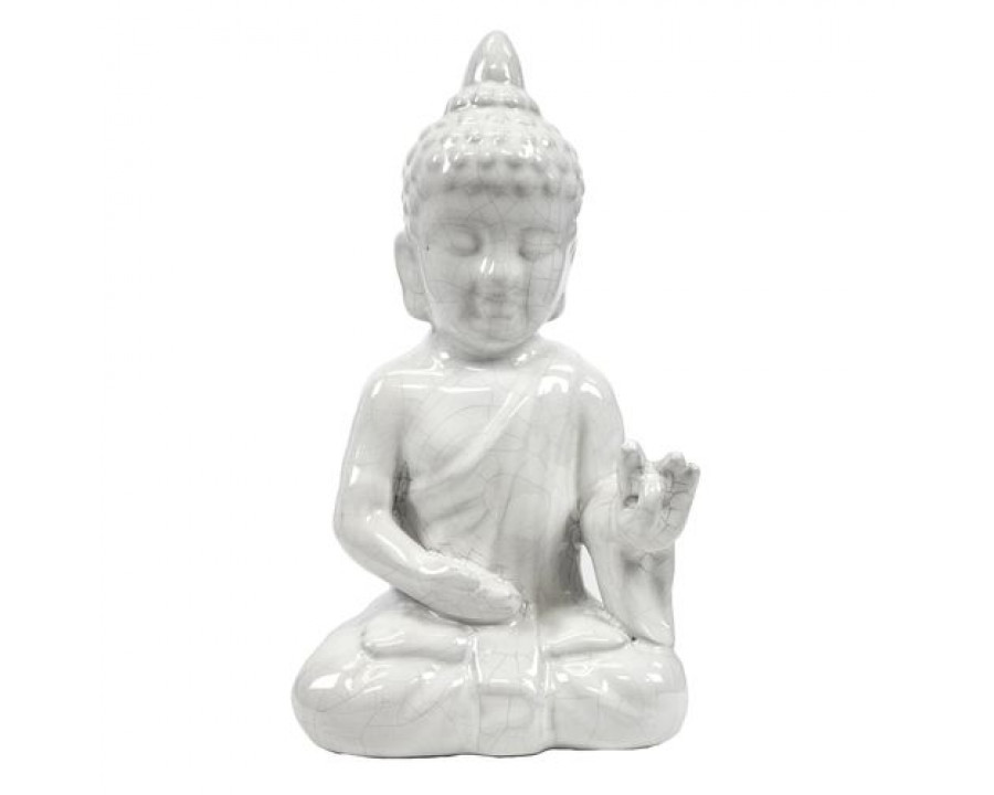 Sagebrook 10" Ceramic Seated Buddha - White