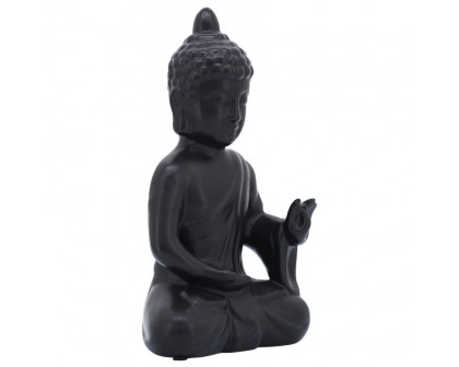 Sagebrook 10" Ceramic Seated Buddha - Black