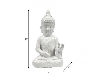 Sagebrook 10" Ceramic Seated Buddha - White