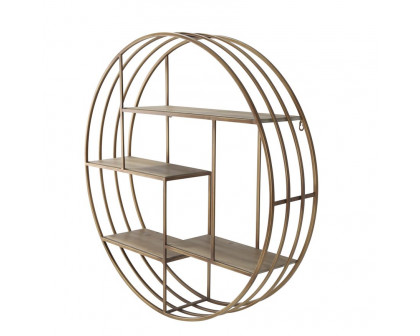 Sagebrook Round Wood/Metal Wall Shelf - Bronze