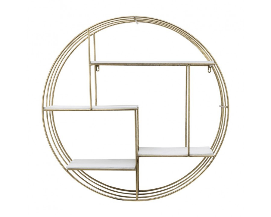 Sagebrook Round Wood/Metal Wall Shelf - Gold