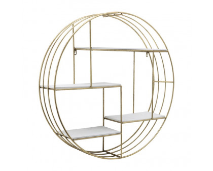 Sagebrook Round Wood/Metal Wall Shelf - Gold