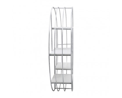 Sagebrook Round Wood/Metal Wall Shelf - White/Silver