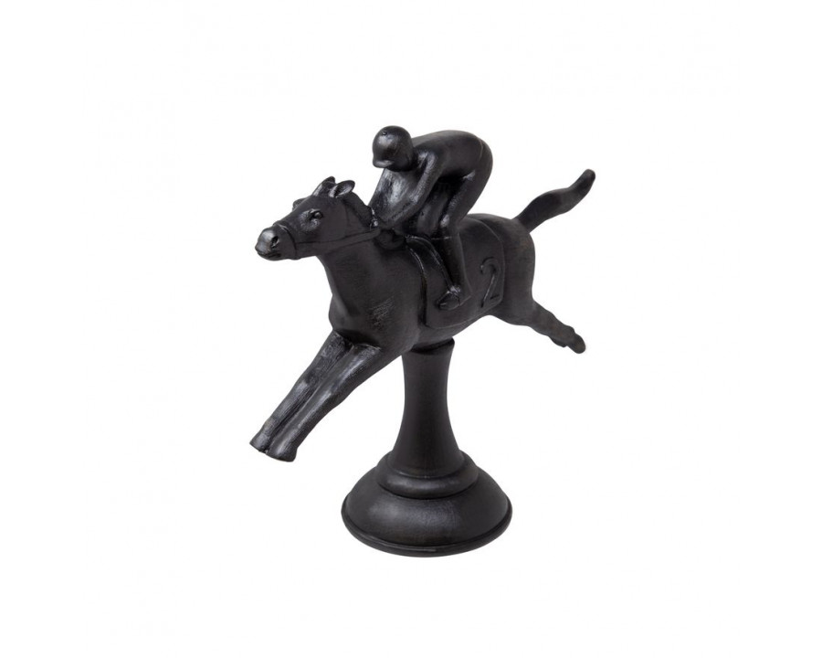 Sagebrook - Black Horse & Jockey Figurine