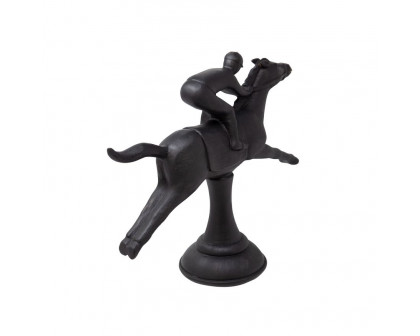 Sagebrook - Black Horse & Jockey Figurine