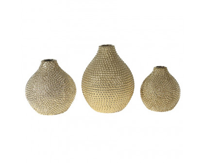 Sagebrook 8" Spiked Ceramic Vase - Gold