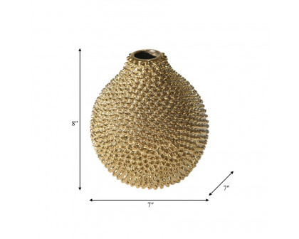 Sagebrook 8" Spiked Ceramic Vase - Gold