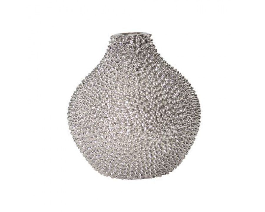 Sagebrook 10" Spiked Ceramic Vase - Silver