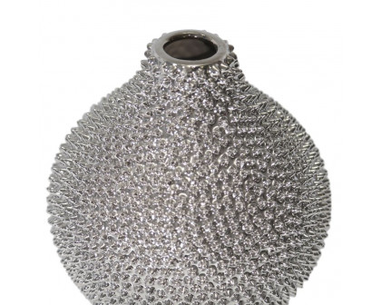 Sagebrook 10" Spiked Ceramic Vase - Silver