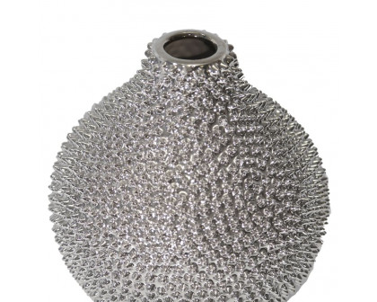 Sagebrook 10" Spiked Ceramic Vase - Silver