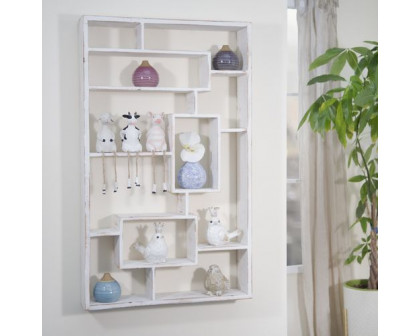 Sagebrook Wooden Multi-Tier Wall Shelf - Whitewash