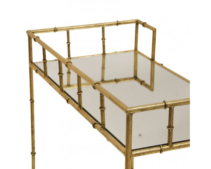 Sagebrook - Two Tier Gold Metal Bar Cart With Mirror Top