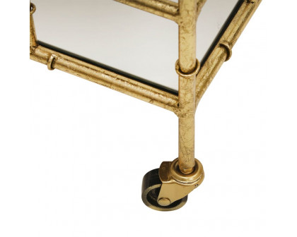 Sagebrook - Two Tier Gold Metal Bar Cart With Mirror Top