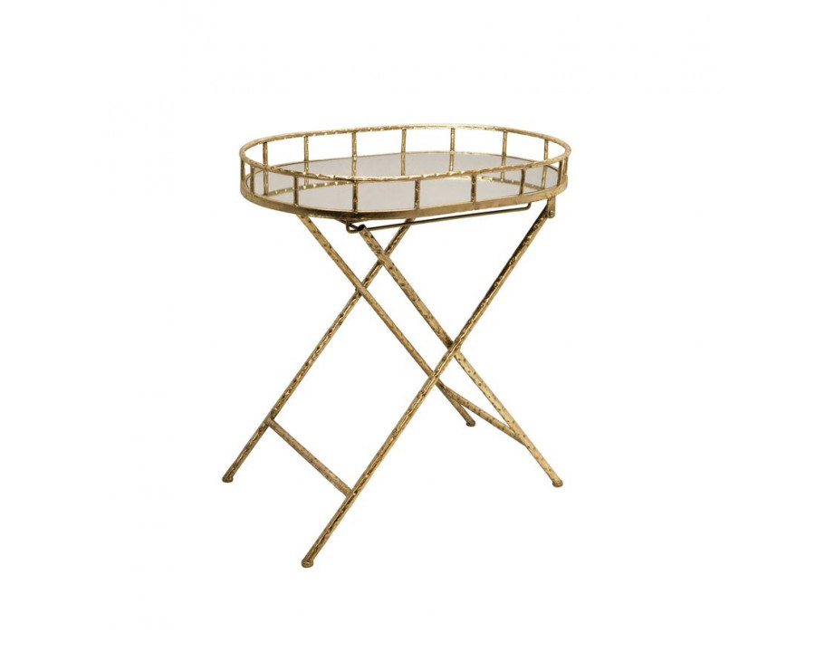 Sagebrook - Oval Gold Metal Accent Table With Mirror Top