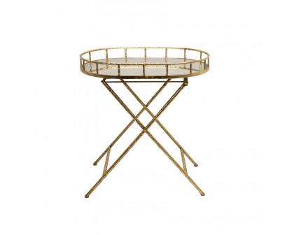 Sagebrook - Oval Gold Metal Accent Table With Mirror Top