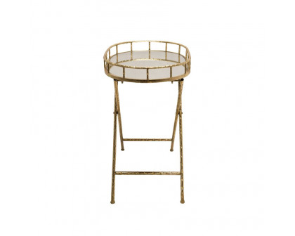 Sagebrook - Oval Gold Metal Accent Table With Mirror Top