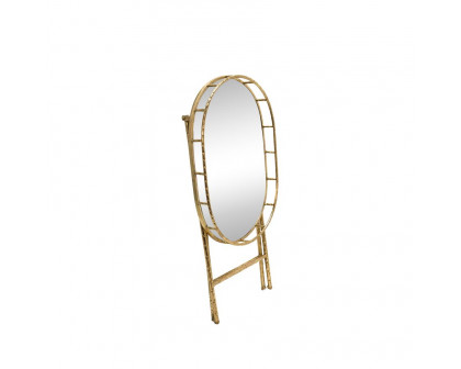 Sagebrook - Oval Gold Metal Accent Table With Mirror Top