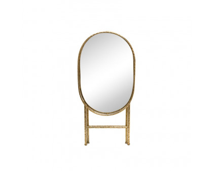 Sagebrook - Oval Gold Metal Accent Table With Mirror Top