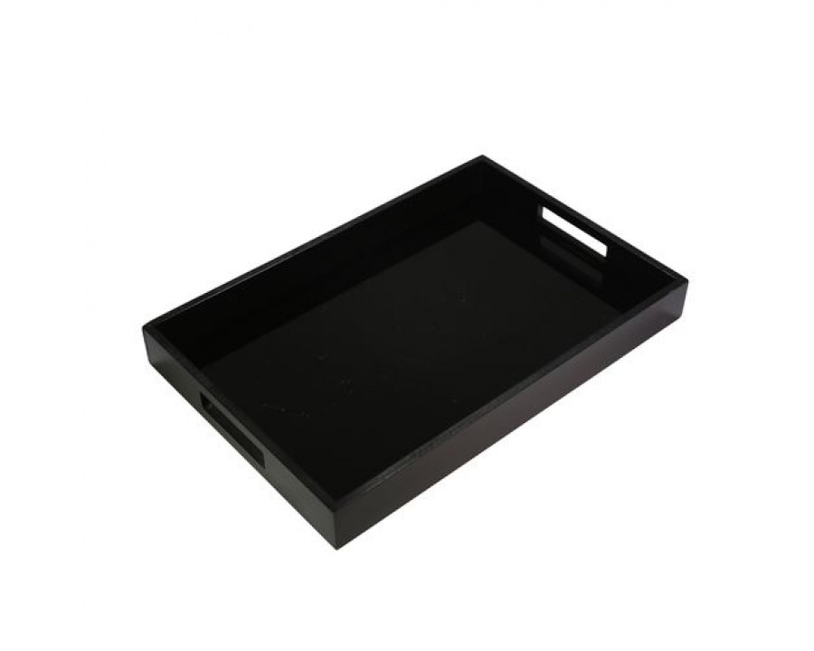 Sagebrook - Wood/Glass Tray in Black