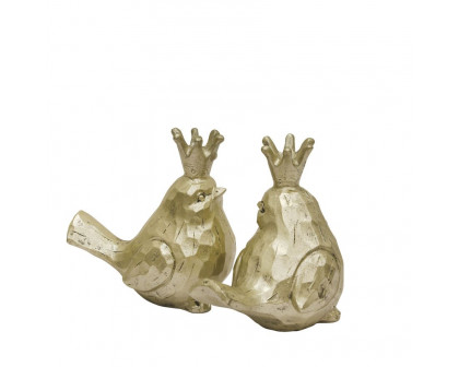 Sagebrook Birds With Crowns (Set Of 2) - Gold