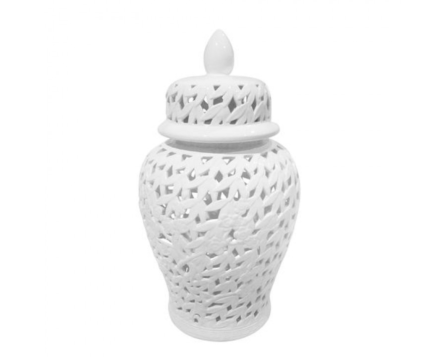 Sagebrook 24" Pierced Temple Jar - White