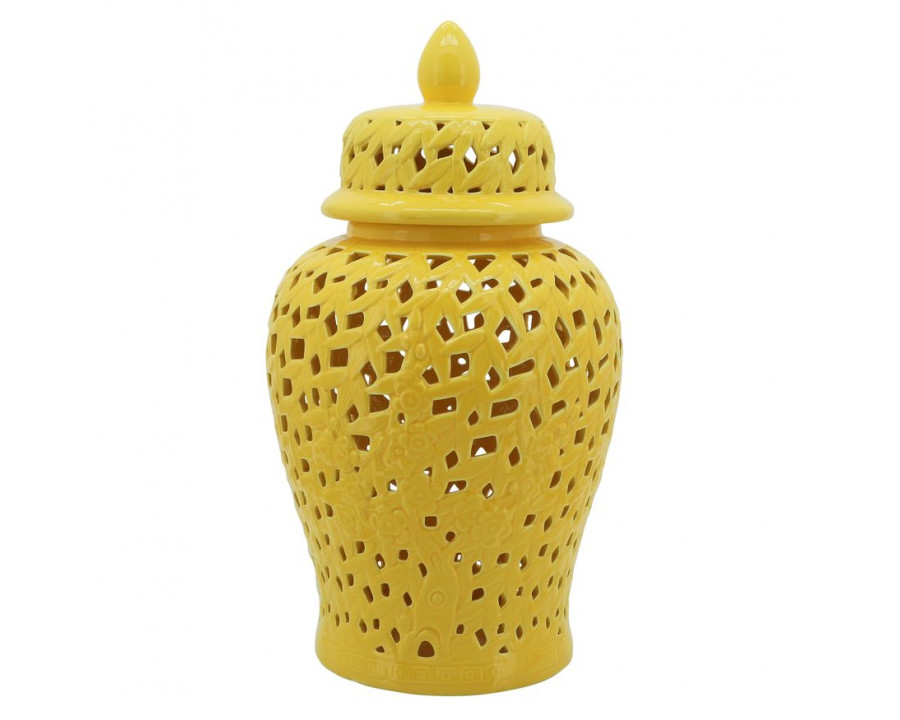 Sagebrook 24" Pierced Temple Jar - Yellow