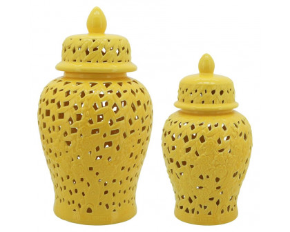 Sagebrook 24" Pierced Temple Jar - Yellow