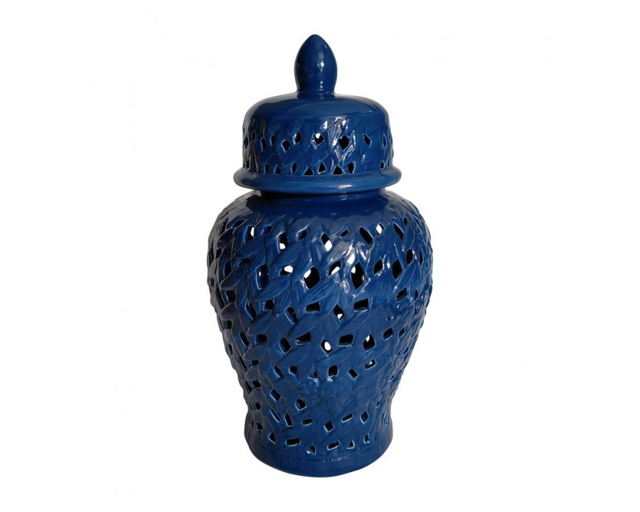 Sagebrook 24" Ceramic Pierced Temple Jar - Blue