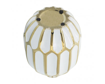 Sagebrook 8" Ceramic Vase - White/Gold