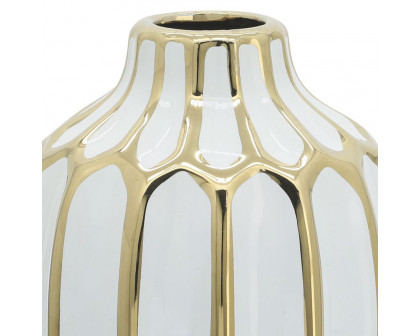 Sagebrook 8" Ceramic Vase - White/Gold