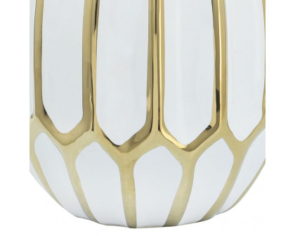 Sagebrook 8" Ceramic Vase - White/Gold