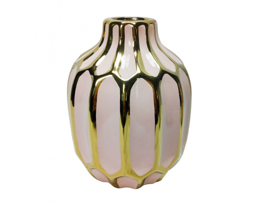 Sagebrook 8" Ceramic Vase - Blush/Gold