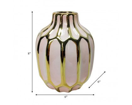 Sagebrook 8" Ceramic Vase - Blush/Gold