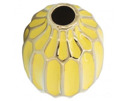 Sagebrook 8" Ceramic Vase - Yellow/Gold