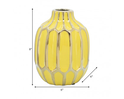 Sagebrook 8" Ceramic Vase - Yellow/Gold