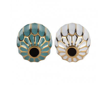 Sagebrook 5" Ceramic Vase (Set Of 2) - Turquoise/White