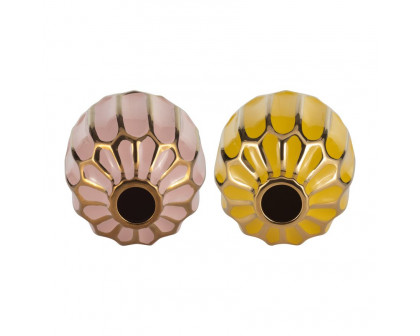 Sagebrook 5" Ceramic Vase (Set Of 2) - Blush/Yellow