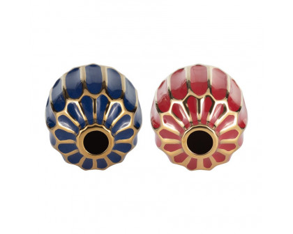 Sagebrook 5" Ceramic Vase (Set Of 2) - Navy/Red