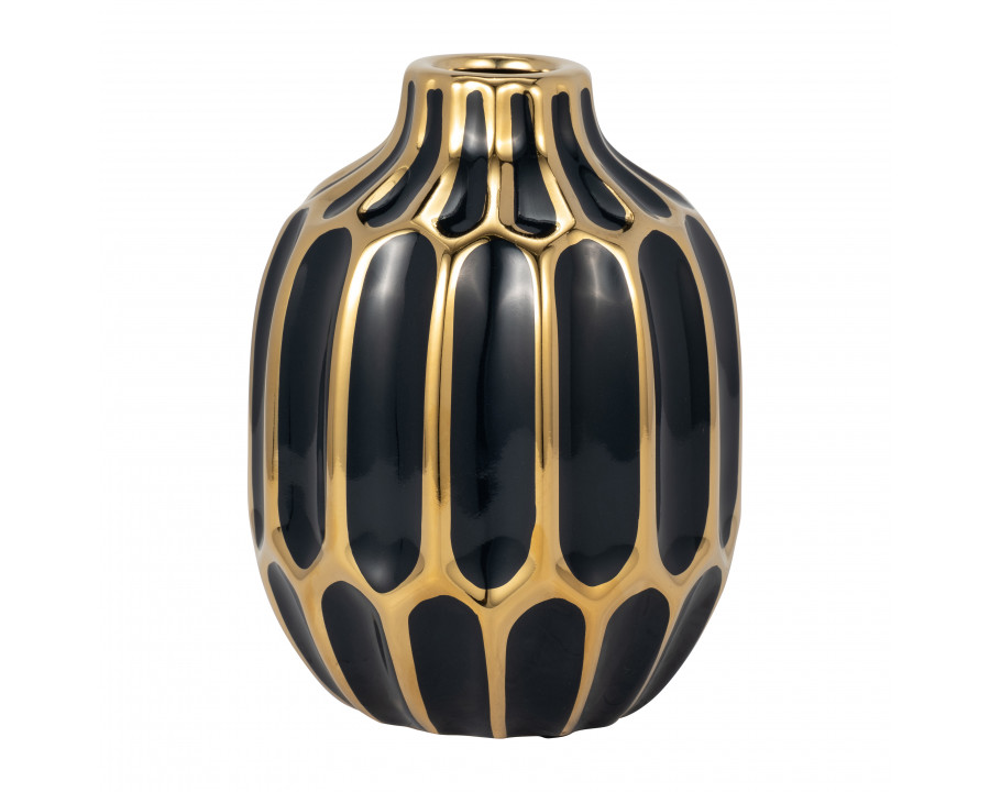 Sagebrook 8" Ceramic Vase - Dark Navy/Gold