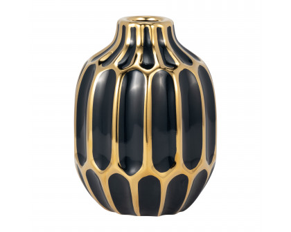 Sagebrook 8" Ceramic Vase - Dark Navy/Gold